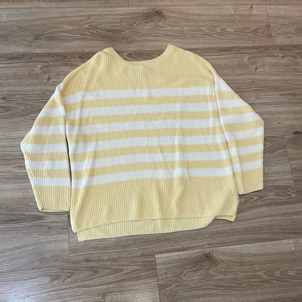 Croft & Barrow Yellow and White Striped Sweater